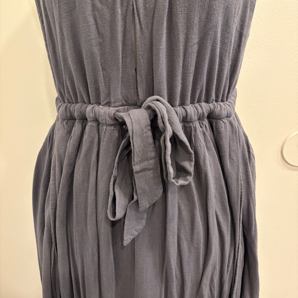 Free People Spring Love Midi Dress Carbon Gray Halter Open Back Pom Trim XS Boho - Picture 5 of 12